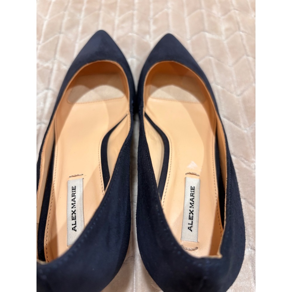 Alex Marie Navy Blue Faux Suede Pointed Toe Kitten Heel Pumps Womens 8M - Picture 11 of 12
